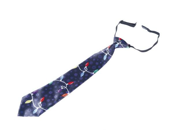 Juleslips - Blå - Julelys 1 Slips m strikk - 45cm 