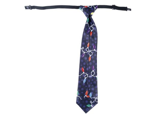 Juleslips - Blå - Julelys 1 Slips m strikk - 45cm 