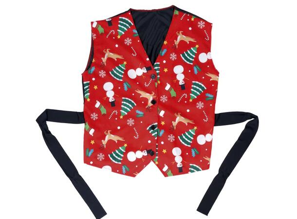 Julevest til voksne- Rød - Julemønster 1 Vest til voksen - Onesize 