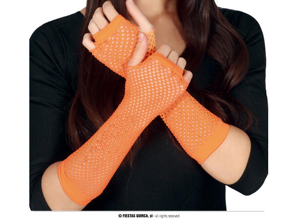 Lange nettinghansker - Neon Oransje 1 Par fingerløse hansker - 26cm 
