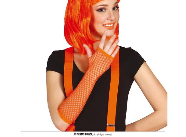 Lange nettinghansker - Neon Oransje 1 Par fingerløse hansker - 26cm 