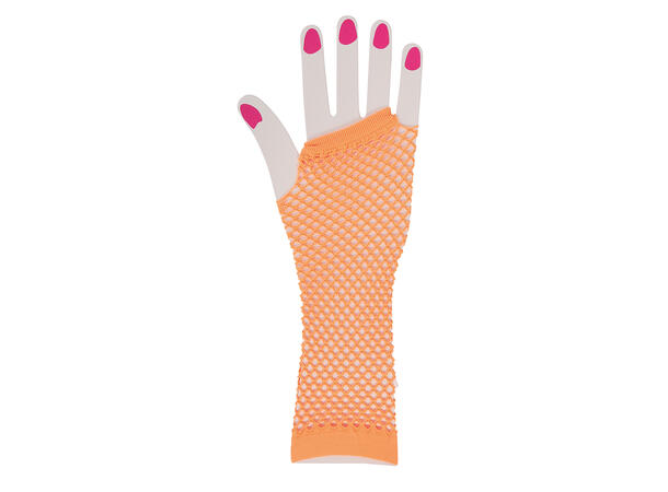 Lange nettinghansker - Neon Oransje 1 Par fingerløse hansker - 26cm 