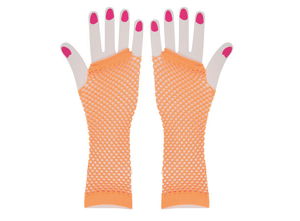 Lange nettinghansker - Neon Oransje 1 Par fingerløse hansker - 26cm 