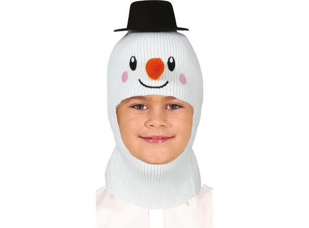 Snømannlue m/hals og hatt 1 Lue til barn i polyester - onesize 