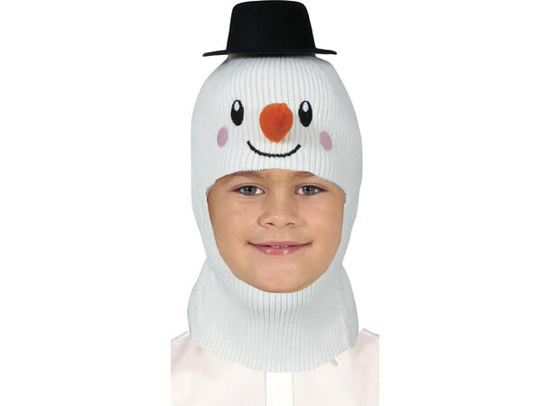 Snømannlue m/hals og hatt 1 Lue til barn i polyester - onesize 