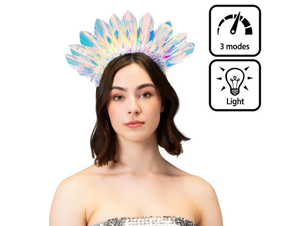 Tiara - Glorie krone med LED-lys 1 Tiara med LED-lys til voksen 