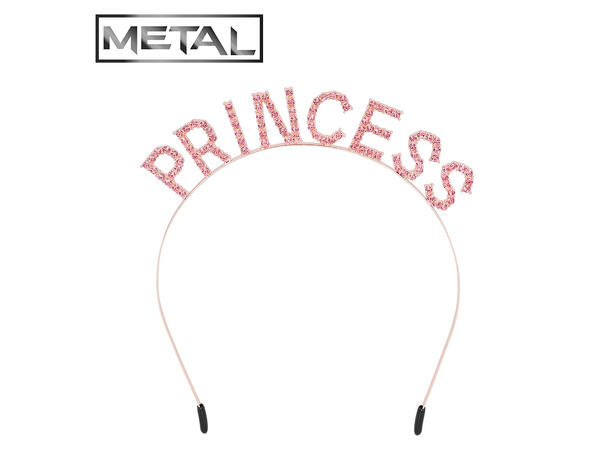 Tiara - "PRINCESS" - Rosa 1 Tiara i metall til voksen 