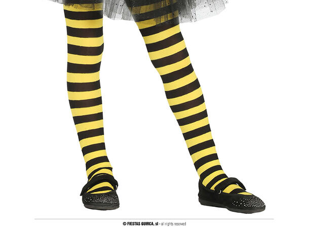 Tights - Sort/Gul striper 1 par tights til barn - Str 7-10år 