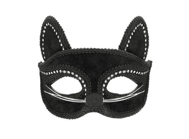Øyemaske - Sort katt m/stener 1 Øyemaske til voksen 