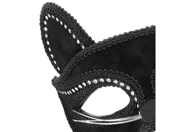 Øyemaske - Sort katt m/stener 1 Øyemaske til voksen 