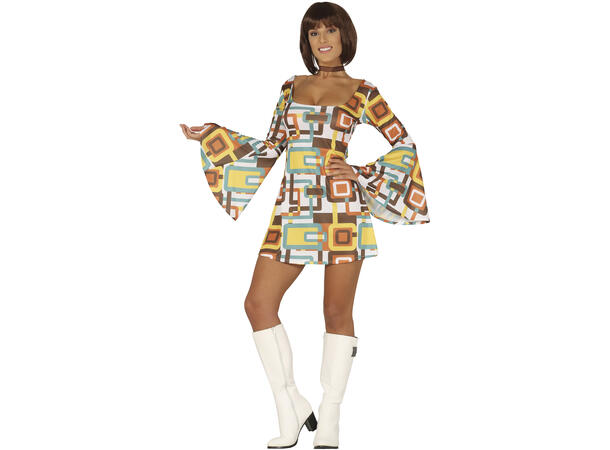 70-talls Disco Girl - Psykedelisk 1 Damekostyme - Str 42-44 (L) 