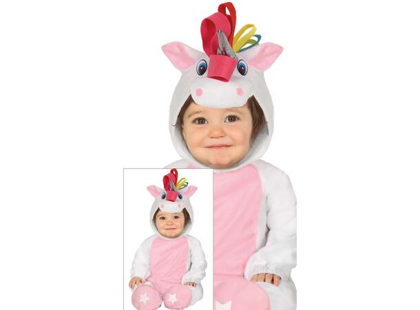 Enhjørning - Onepiece 1 Babykostyme - Str 12-18 Mnd (80cm) 