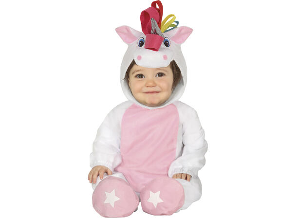 Enhjørning - Onepiece 1 Babykostyme - Str 12-18 Mnd (80cm) 