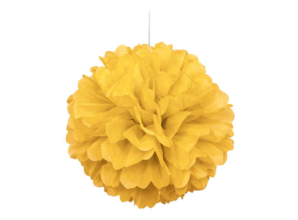 Ensfarget - Gul 1 Pompom i silkepapir - ca 40cm