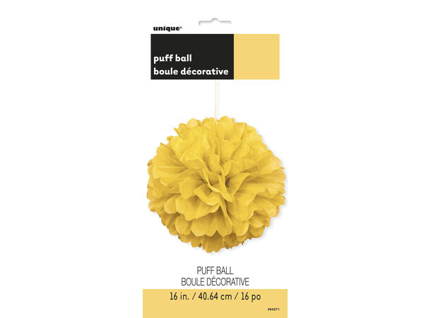 Ensfarget - Gul 1 Pompom i silkepapir - ca 40cm