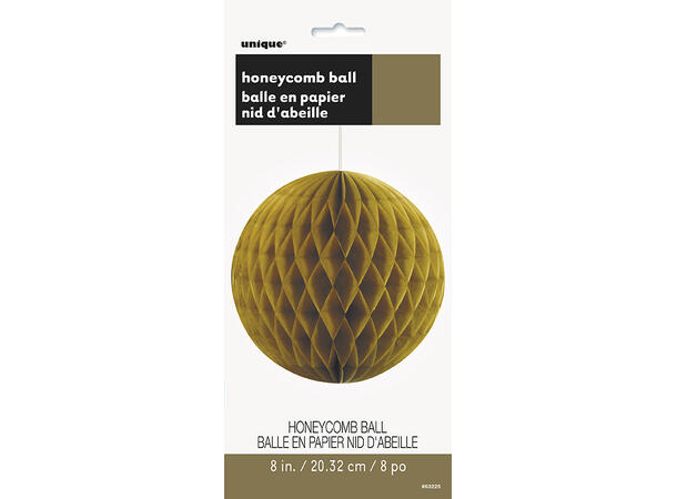 Ensfarget - Gull 1 Honeycomb ball i papir - 20cm
