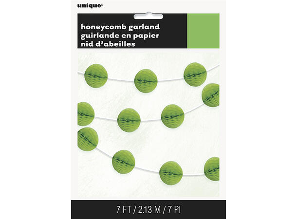 Ensfarget - Limegrønn 1 Papirgirlander mini honeycomb - 214cm 