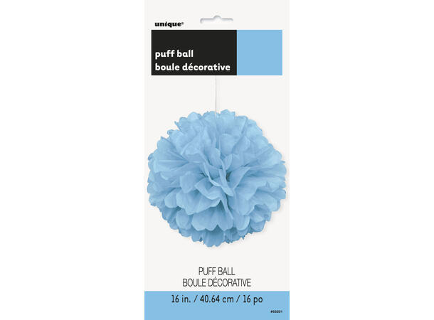 Ensfarget - Lys Blå 1 Pompom i silkepapir - ca 40cm