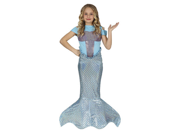 Havfrue - Lyseblå kjole 1 Barnekostyme - Str 7-9 År (137cm) 