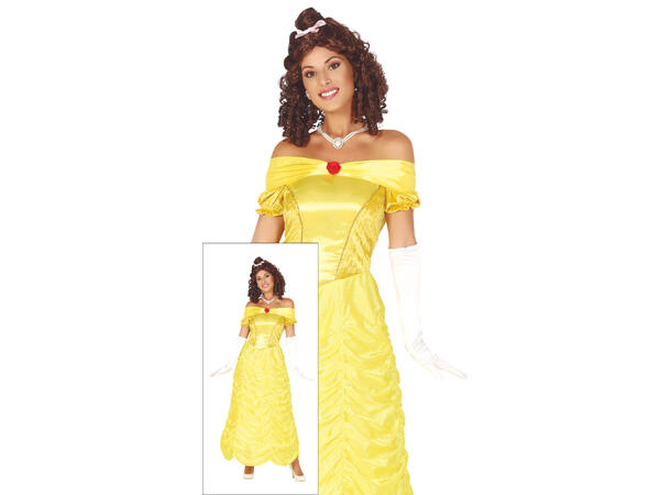 Prinsessekjole - gul 1 Damekostyme - Str 44-46 (XL) 