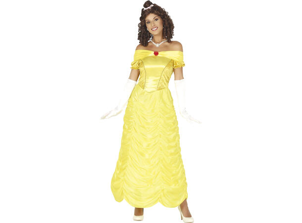 Prinsessekjole - gul 1 Damekostyme - Str 44-46 (XL) 