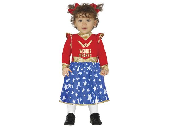 Stjerne Superheltinne - Blå/rød kjole 1 Babykostyme - Str 18-24 Mnd (88cm) 