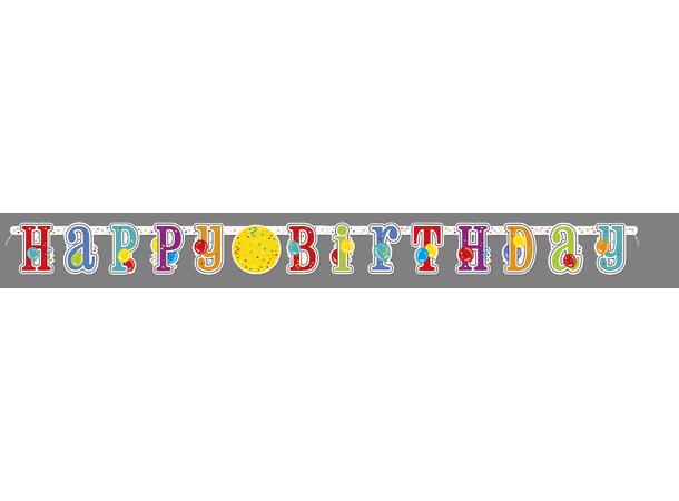 "Happy Birthday" 1 Leddbanner i papir - 2,13m