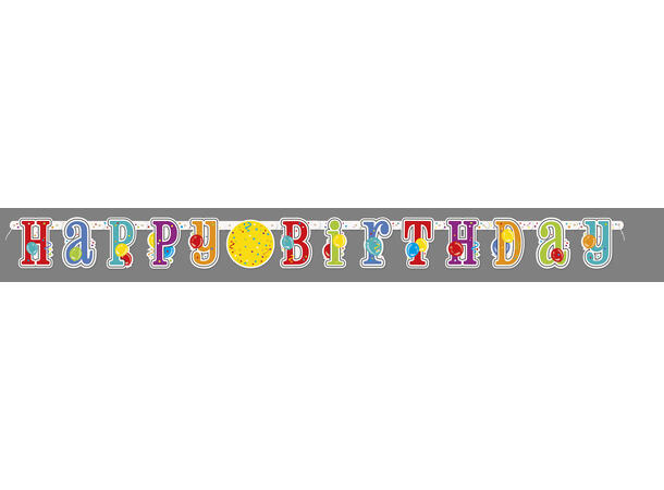 "Happy Birthday" 1 Leddbanner i papir - 2,13m