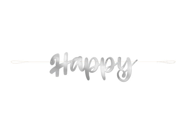 Banner - "Happy Anniversary” - Sølv 1 Bokstavbanner i papir - Foliert