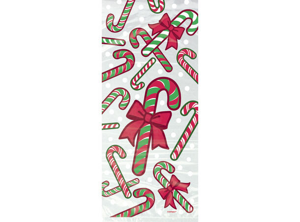 Candy Cane 20 Cellofanposer - 28x13cm, inkl lukkere