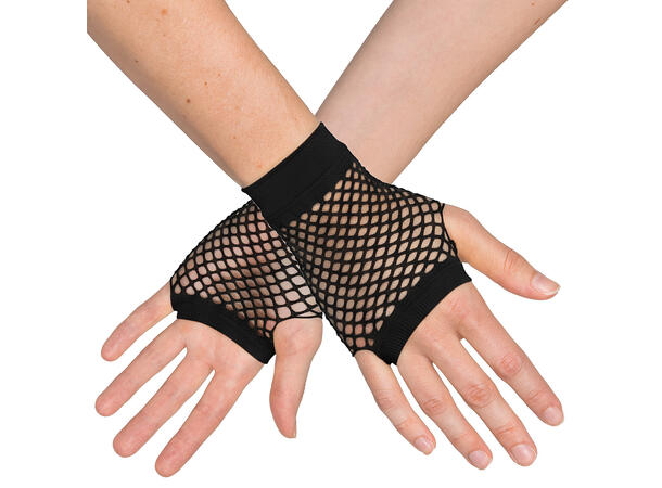 Fingerløse nettinghansker - Korte - Sort 1 Par hansker i polyester 