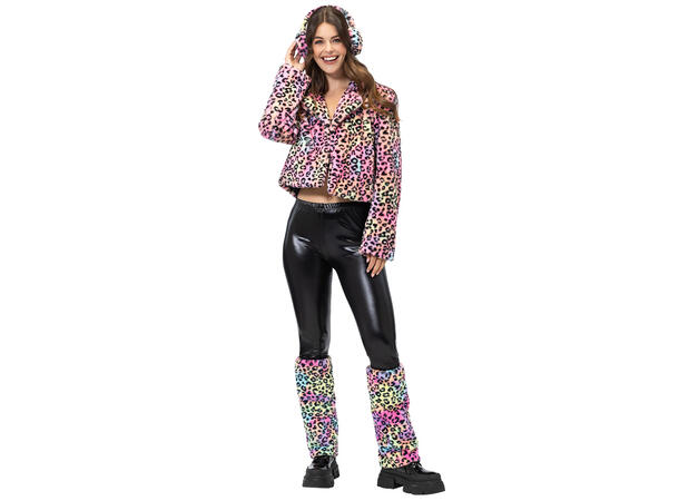 Fluffy pelsjakke  - Candy Leopard 1 Jakke i kunstig pels - Str M/L 