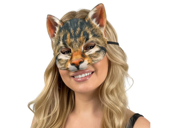 Halvmaske - Villkatt 1 Halvmaske i myk plast til voksen 