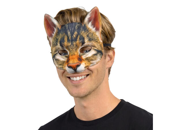Halvmaske - Villkatt 1 Halvmaske i myk plast til voksen 