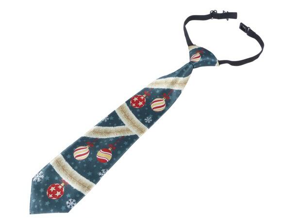 Juleslips- Grønn - Julekuler 1 Slips m strikk - 45cm 