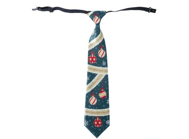 Juleslips- Grønn - Julekuler 1 Slips m strikk - 45cm 
