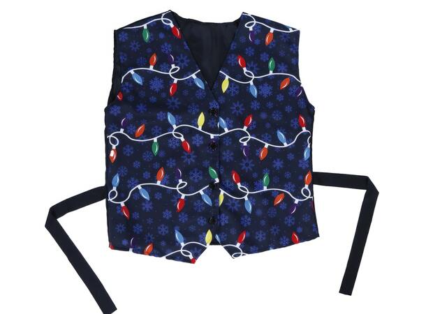 Julevest til voksne- Blå - Julelys 1 Vest til voksen - Onesize 