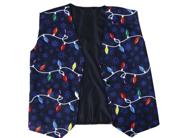 Julevest til voksne- Blå - Julelys 1 Vest til voksen - Onesize 