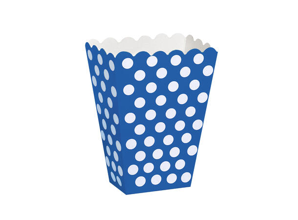 Mørk Blå med Prikker 8 Godteesker i papir - 13,5x9,5x6,5cm