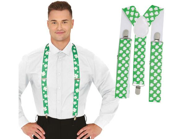 Sæler - St. Patricks Day - Grønn/hvit 1 Par bukseseler til voksen 