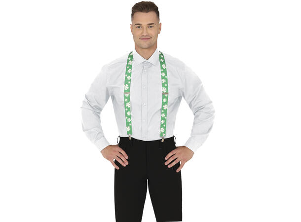 Sæler - St. Patricks Day - Grønn/hvit 1 Par bukseseler til voksen 