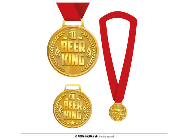 Vinnermedalje - "BEER KING" 1 Medalje i metall - 6cm 