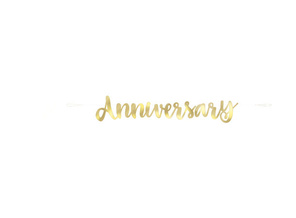 Banner - “Happy Anniversary” - Gull 1 Bokstavbanner i papir - Foliert