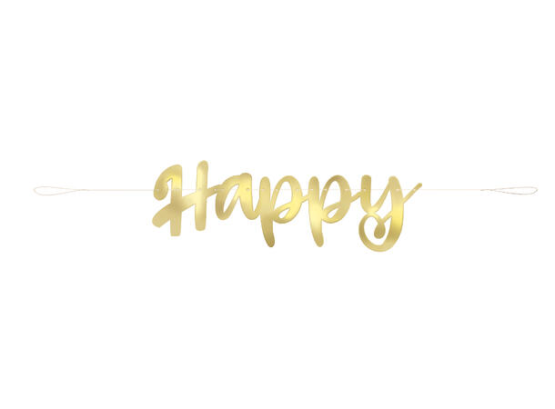 Banner - “Happy Anniversary” - Gull 1 Bokstavbanner i papir - Foliert