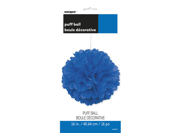 Ensfarget - Mørk Blå 1 Pompom i silkepapir - ca 40cm