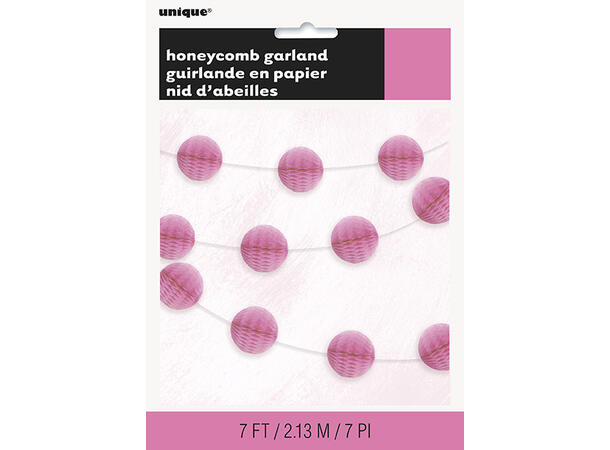 Ensfarget - Mørk Rosa 1 Papirgirlander mini honeycomb - 214cm