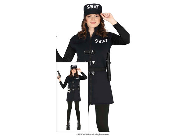 Politikostyme - SWAT Spandex 1 Damekostyme - Str 14-16 År (171cm) 