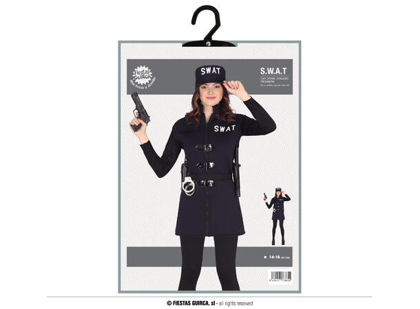 Politikostyme - SWAT Spandex 1 Damekostyme - Str 14-16 År (171cm) 