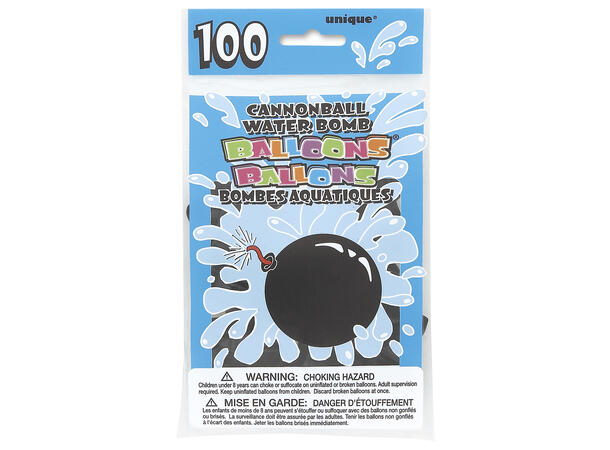 Vannballonger - Kanonkule - Sort 100 Gummiballonger til vannfylling