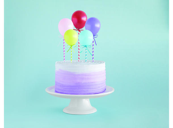 Ballong kakebanner - Assorterte farger 1 Kakebanner med gummiballonger - mini 